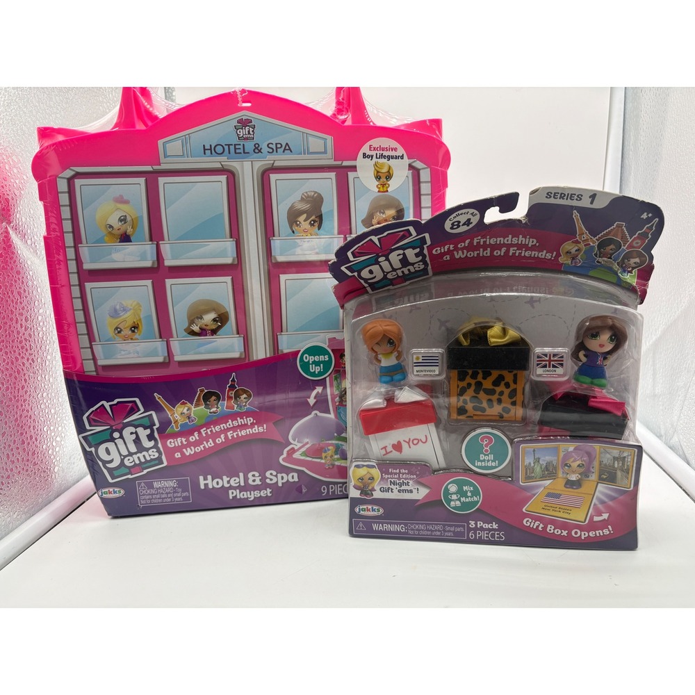 Gift 'ems Hotel & Spa Playset & Gift Box 3-Pack Lot Series 1 Jakks Pacific New